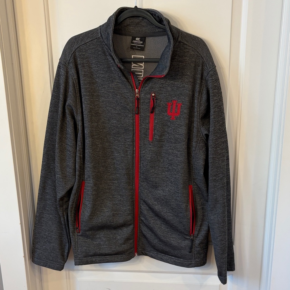 Colosseum Charcoal and Crimson IU Zip-Up Jacket Size L